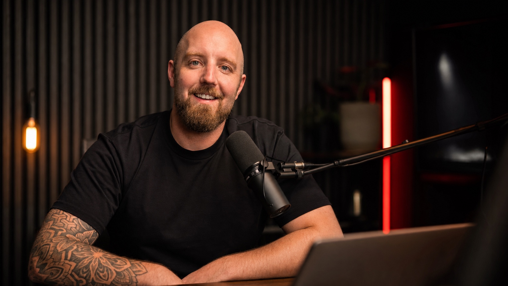 Kieren Newborn in his podcast studio